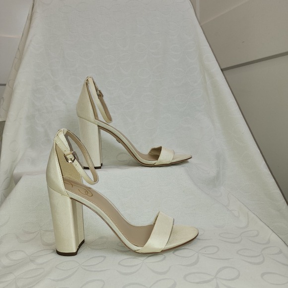 Sam Edelman Shoes - New Sam Edelman Yaro Ivory Satin Block Heel Sandal‎ 10 W Event Wedding Formal